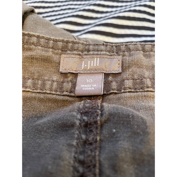 J Jill 100% Linen Skirt 10 Brown A-Line Twirl Capsule Minimalist Past Knee - Picture 4 of 5